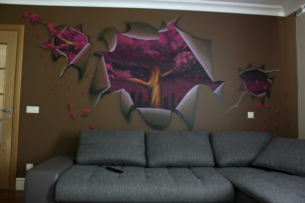 purple tree - spray paint and airbrush - yolocone